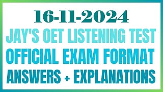 OET LISTENING TEST 16112024 oet oetexam oetnursing oetlisteningtest [upl. by Leschen]