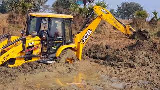 Jcb Vs Mud Video  Amazing Jcb Backhoe Driving In Pond With Skilled Backhoe Operator  Jcb Video [upl. by Patnode]