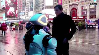 Robot with coronavirus advice hits Times Square  Promobot [upl. by Agnew]