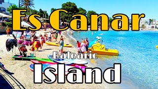 Es Canar Ibiza Walk tour  Es Canar Beach Top Tourist destination in Ibiza Balearic Island Spain [upl. by Anas915]