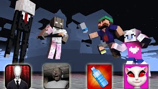 GRANNY SLENDERMAN TALKING ANGELA BOTTLE FLIP  MINECRAFT ANIMATION [upl. by Ecinehs861]