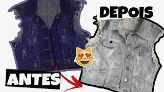 DIY Como descolorirdesbotar ou manchar roupa jeans  Camila Carregal [upl. by Eecyal]