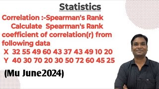 Correlation Spearmans Rank Example3 Calculate Spearmans Rank coefficient of correlationr [upl. by Elenaj777]