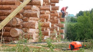 We built a house out of large logs Step by step construction process [upl. by Rehtaeh120]