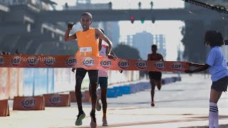 17yearold promise Biniam Mehary wins the 2024 Great Ethiopian Run in a sprint finish [upl. by Ennovihc]