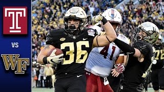 Wake Forest vs Temple Military Bowl Highlights 2016 [upl. by Kera842]