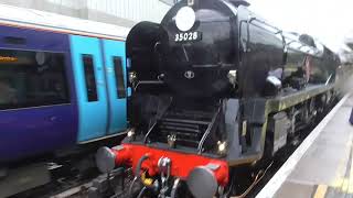 35028 Clan Line on The Clan Line 50th Anniversary at London Victoria on Saturday 27th April 2024 [upl. by Ahsinawt]