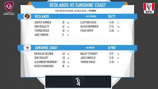 Queensland Premier Cricket  Bulls Masters Two Day  Round 10  Redlands v Sunshine Coast  Day 1 [upl. by Wandis]