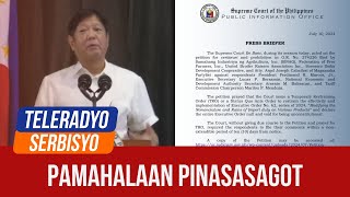 SC requires Marcos to comment on petition vs rice tariff cut  Teleradyo Serbisyo 10 July 2024 [upl. by Remot]