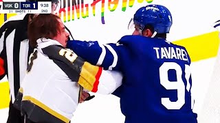 John Tavares Alexander Holtz Fight  Toronto Maple Leafs vs Vegas Golden Knights 2024 NHL Highlights [upl. by Rowland]