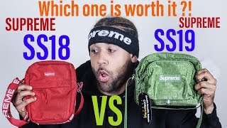 SUPREME SS19 SHOULDER BAG VS SS18 SHOULDER BAG COMPARISON [upl. by Tiffanle914]