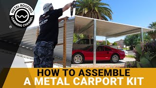 Metal Carport Kit DIY Installation Instructions Post Layout Footings Purlins And Steel Panels [upl. by Ettelracs683]