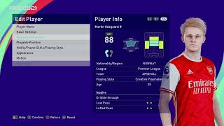 Efootball 2024 Stats Martin Odegaard Arsenal [upl. by Caughey]