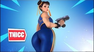 FORTNITE THICC PARTY HIPS DANCE EMOTE WITH HOT FEMALE SKINS CHUNLI 🍑❤️ [upl. by Idihsar]