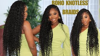 BOHO BOX BRAIDS KNOTLESS  STEPBYSTEP TUTORIAL  YWIGS BRAIDING HUMAN HAIR  Chev B [upl. by Bjork]