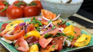 Simple Heirloom Tomato Salad TastyTuesdays  CaribbeanPotcom [upl. by Attenwad]