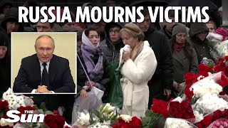 Stunned Russia mourns Moscow terror bloodbath victims as Putin vows revenge [upl. by Ykcul]