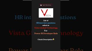 HR amp Technical Interview Questions at Vista Global Technology  Power BI Developer Role interview [upl. by Buffum580]