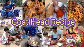 Mutton head curryMutton head recipeMutton head eatingGoat head recipeodia recipe [upl. by Getraer]