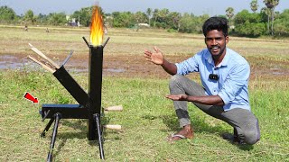 Making Turbo Wood Stove  🚫 No Gas  No Air  No Fuel  Wood BurningStove  Mrvillage vaathi [upl. by Brottman]