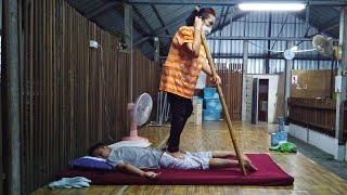 Powerful BACK WALKING MASSAGE with Giant Bamboo Stick [upl. by Ahgiel]