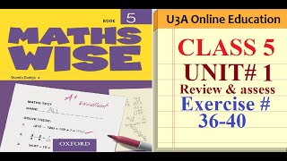 OXFORD Math Class 5 OUP Maths Wise Book 5 Unit 1 Review amp assess ex 3640 UrduHindi [upl. by Tabber]