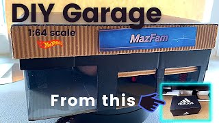 DIY Garage for 164 scale Hot Wheels toy cars How to make a car garage from shoe box [upl. by Krishnah]