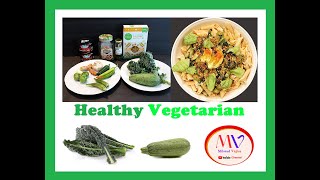 HEALTHY  ALL VEGETARIAN DISH – Kale amp Zucchini Sauce – Chickpea Penne Pasta [upl. by Assinna817]