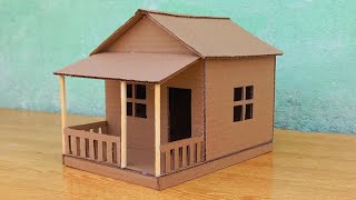 How To Make Beautiful Small Cardboard House I DIY Miniature Cardboard House [upl. by Gelasius]