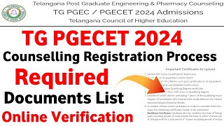 TS PGECET 2024 Required Documents for Counselling Registration  PGECET GPAT GATE 2024 Registration [upl. by Orvas]