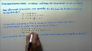 PROPORCIONALIDAD INVERSA MÉTODO DE REDUCCIÓN A LA UNIDAD HD [upl. by Ragas]