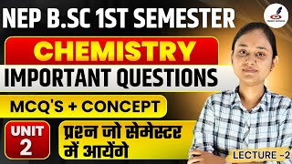 Important Questions For Bsc 1st Semester Exam 2024  BSc Chemistry 1st Semester  Unit2 MCQS [upl. by Abbotsen]