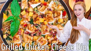 CREAMY Cheesy Grilled Peach amp Chicken Dip Recipe With BACON amp Tabasco [upl. by Yaner12]