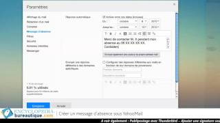 Tutoriel Yahoo Mail  créer un message dabsence automatique [upl. by Tedda106]