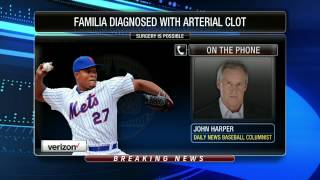 Mets closer Jeurys Familia has clot in shoulder may need surgery [upl. by Harmonie]