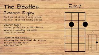 The Beatles  Eleanor Rigby UKULELE TUTORIAL W LYRICS [upl. by Ttayw]