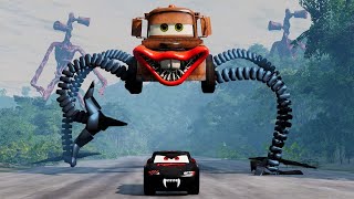 Epic Escape From Lightning McQueen Eater Monsters in BeamNGDrive Insane Crashes amp Stunts [upl. by Cott]