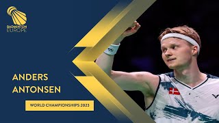 Anders Antonsen on his first match at the World Chanpionships 2023 [upl. by Ambrogino746]