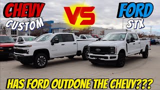 2024 Chevy Silverado Custom HD VS Ford F350 STX Chevy Created This Great Trim And Ford Perfected It [upl. by Aihtnamas]