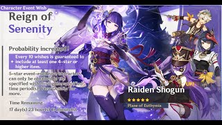 Riden Shogun Rerun  F2P No Pity Wishing  Genshin Impact [upl. by Ainud]