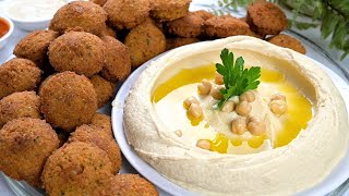 الطريقة الصحيحة لعمل فلافل مقرمشة وحمص كريمي ولذيذ Flavorful Hummus and Crunchy Falafel Recipe [upl. by Fruin494]