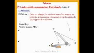 5eme cours de maths et exercices sur les médianes dans un triangle [upl. by Silsbye]