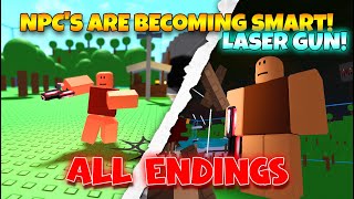 NPCs are becoming smart Laser Gun  All Endings Roblox [upl. by Belayneh]