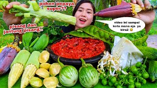 SEMEJA PENUH⁉️ MUKBANG LALAPAN MENTAH TANPA NASI BATANG PEPAYA JANTUNG PISANG JENGKOL PETE PISANG [upl. by Tadich]