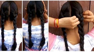 How to twin braids your own hairBack to school hairstyleDouble braids hairstyle [upl. by Anelagna]