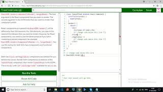 freecodecamp React Render a Class Component to the DOM solution [upl. by Ynnos284]