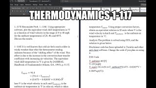 Thermodynamics 1117 Reconsider Prob 1–116E Using appropriate software plot the equivalent wind [upl. by Sankey933]