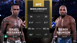 Israel Adesanya vs Derek Brunson Full Fight  UFC 5 Fight Night [upl. by Placia]