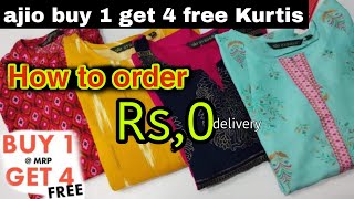 AJIO offers today branded kurti sets BUY 1 GET 4 FREE How To order 0 price buy1get4free ajiohaul [upl. by Nickles996]