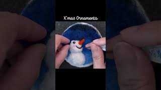 NEEDLE FELTED CHRISTMAS ORNAMENT THE GAZING SNOWMAN shorts needlefelted woolart [upl. by Gierc]